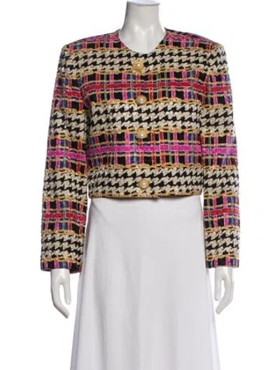 Pre-owned Teri Jon Silk Printed Jacket In Pink