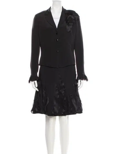 Pre-owned Teri Jon Silk Skirt Suit In Black