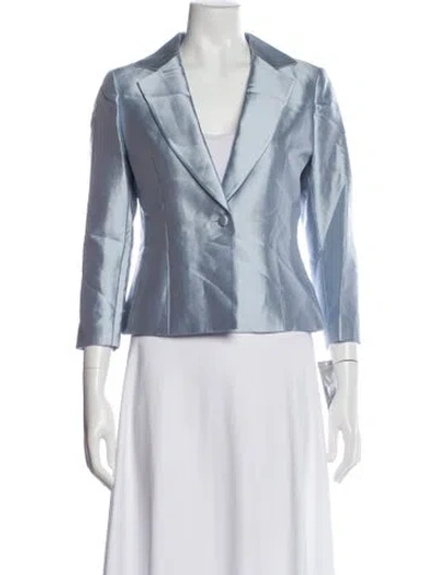 Pre-owned Teri Jon Silk Striped Blazer W/ Tags In Blue