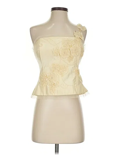 Pre-owned Teri Jon Sleeveless Silk Top Ivory Strapless Neckline Tops