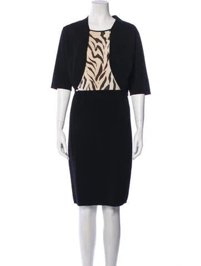 Pre-owned Teri Jon Square Neckline Knee-length Dress In Black