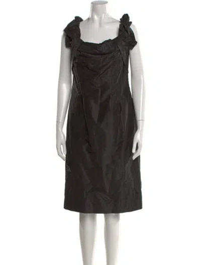 Pre-owned Teri Jon Square Neckline Knee-length Dress In Black