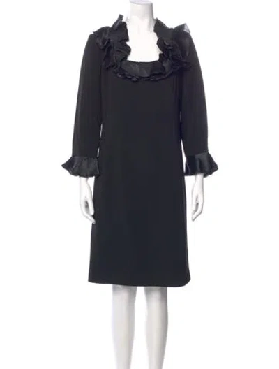 Pre-owned Teri Jon Square Neckline Knee-length Dress In Blue