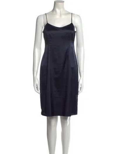 Pre-owned Teri Jon Square Neckline Knee-length Dress In Blue