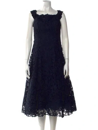 Pre-owned Teri Jon Square Neckline Knee-length Dress In Blue