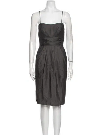 Pre-owned Teri Jon Square Neckline Knee-length Dress In Gray