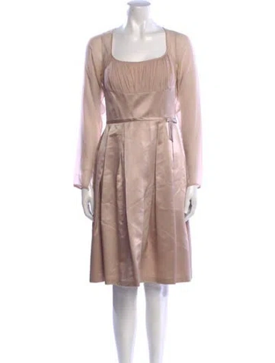Pre-owned Teri Jon Square Neckline Knee-length Dress In Pink