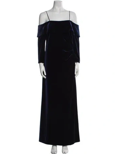 Pre-owned Teri Jon Square Neckline Long Dress In Black