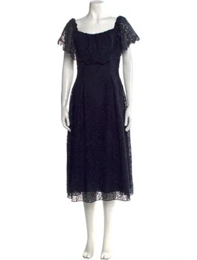 Pre-owned Teri Jon Square Neckline Long Dress In Blue