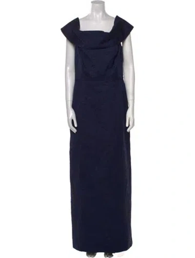 Pre-owned Teri Jon Square Neckline Long Dress In Blue