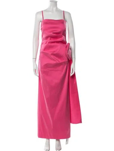 Pre-owned Teri Jon Square Neckline Long Dress In Pink