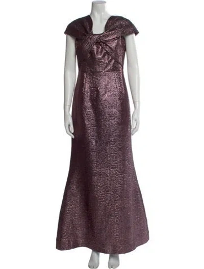 Pre-owned Teri Jon Square Neckline Long Dress In Purple