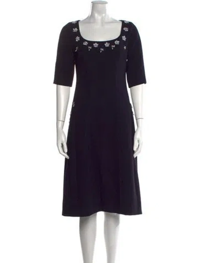 Pre-owned Teri Jon Square Neckline Midi Length Dress In Black