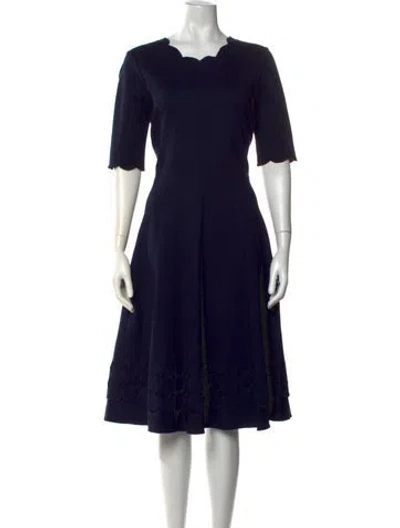 Pre-owned Teri Jon Square Neckline Midi Length Dress In Blue