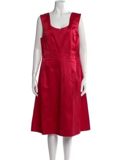 Pre-owned Teri Jon Square Neckline Midi Length Dress In Red