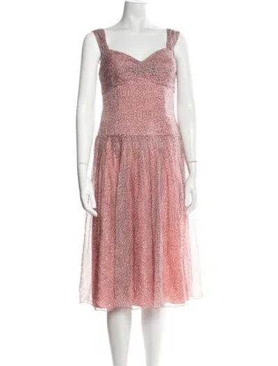 Pre-owned Teri Jon Square Neckline Midi Length Dress W/ Tags In Pink