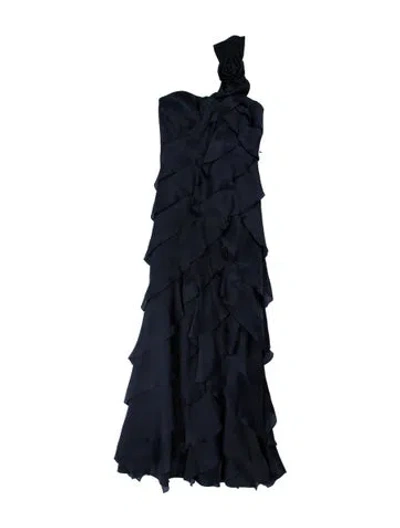 Pre-owned Teri Jon Strapless Long Dress In Blue