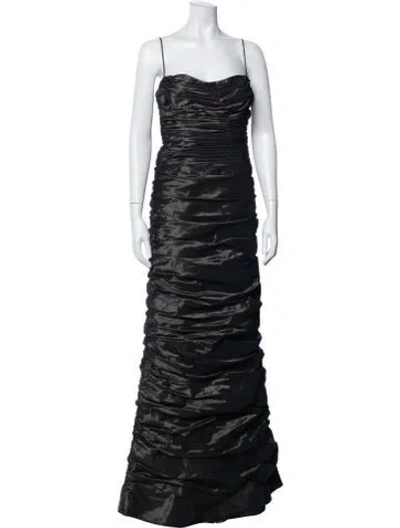 Pre-owned Teri Jon Strapless Long Dress In Blue