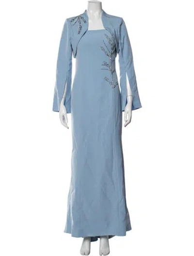 Pre-owned Teri Jon Strapless Long Dress In Blue