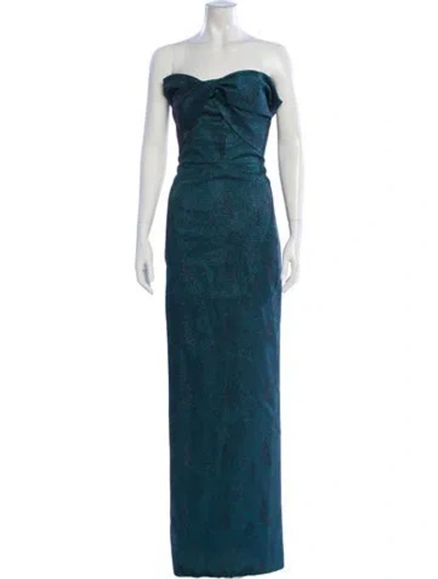Pre-owned Teri Jon Strapless Long Dress In Green