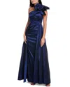 Teri Jon By Rickie Freeman Stretch Taffeta One-shoulder Gown In Blue