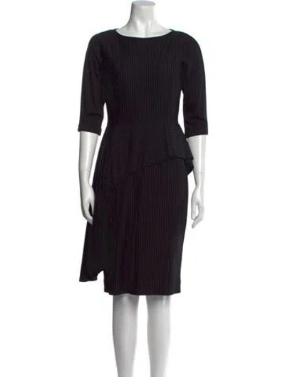 Pre-owned Teri Jon Striped Knee-length Dress In Black