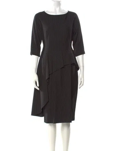 Pre-owned Teri Jon Striped Knee-length Dress In Black
