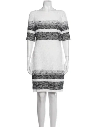 Pre-owned Teri Jon Striped Knee-length Dress In White