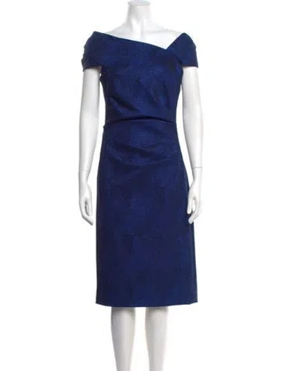 Pre-owned Teri Jon Striped Midi Length Dress In Blue