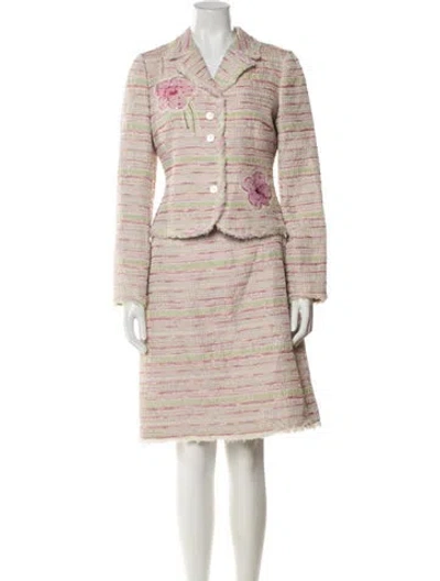 Pre-owned Teri Jon Striped Skirt Set In Multi