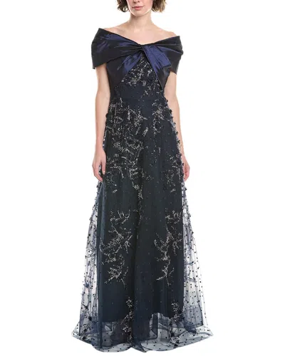 TERI JON TAFFETA OFF-SHOULDER GOWN