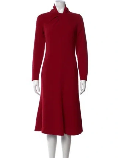 Pre-owned Teri Jon Tie Neck Knee-length Dress W/ Tags In Red