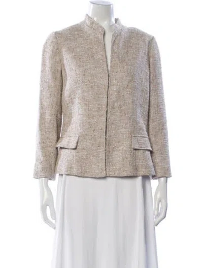 Pre-owned Teri Jon Tweed Pattern Blazer In Neutral