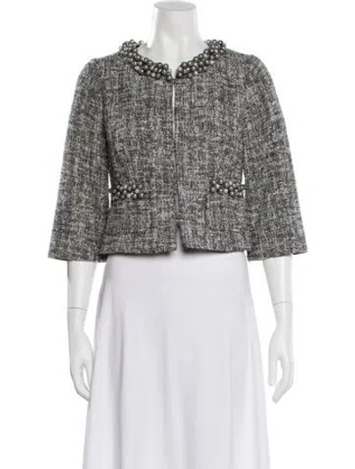 Pre-owned Teri Jon Tweed Pattern Evening Jacket In Multi