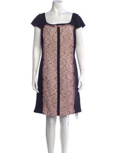 Pre-owned Teri Jon Tweed Pattern Knee-length Dress In Black