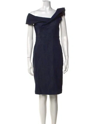 Pre-owned Teri Jon Tweed Pattern Knee-length Dress In Blue