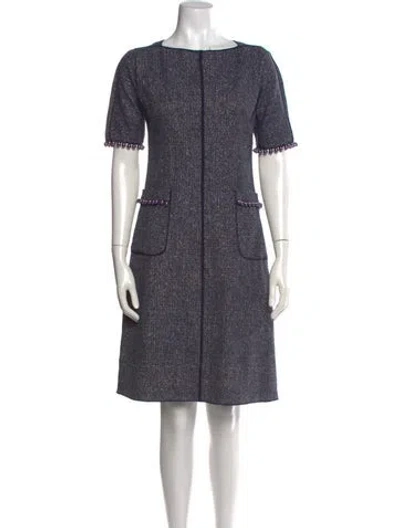 Pre-owned Teri Jon Tweed Pattern Knee-length Dress In Multicolor