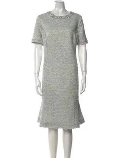 Pre-owned Teri Jon Tweed Pattern Knee-length Dress In Multicolor