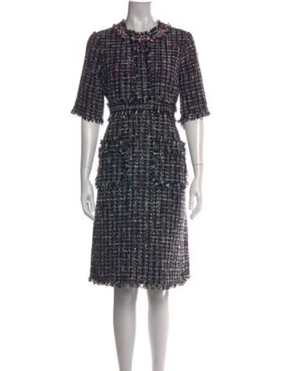 Pre-owned Teri Jon Tweed Pattern Knee-length Dress W/ Tags In Black