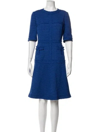 Pre-owned Teri Jon Tweed Pattern Knee-length Dress W/ Tags In Blue