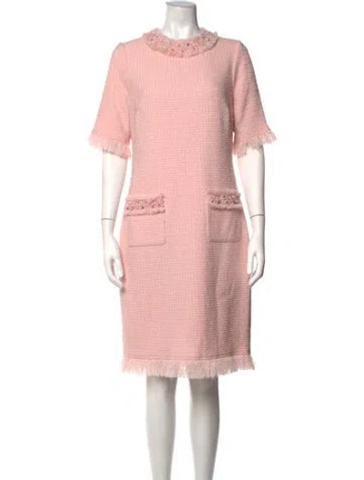 Pre-owned Teri Jon Tweed Pattern Knee-length Dress W/ Tags In Neutrals/pink