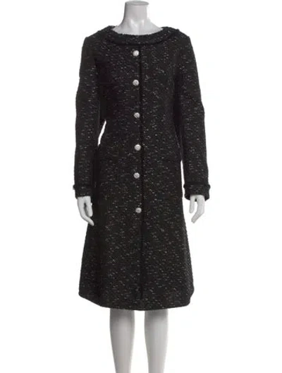 Pre-owned Teri Jon Tweed Pattern Midi Length Dress In Black
