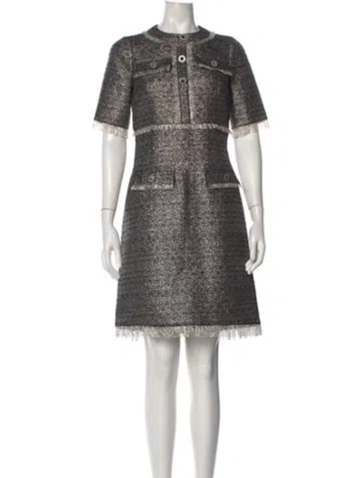 Pre-owned Teri Jon Tweed Pattern Mini Dress In Black