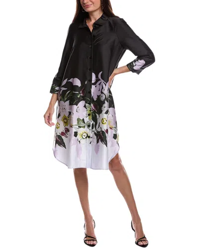 Teri Jon By Rickie Freeman Twill Print A-line Dress In Black