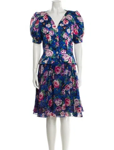 Pre-owned Teri Jon Vintage 1980's Dress Set In Blue