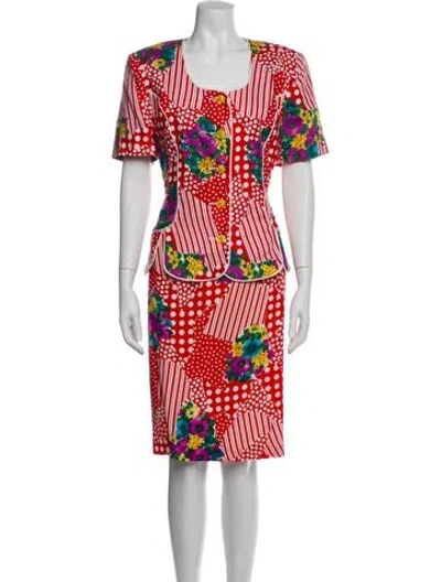 Pre-owned Teri Jon Vintage Linen Skirt Set In Red