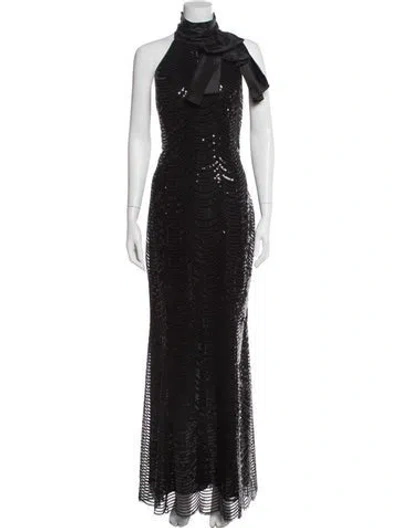 Pre-owned Teri Jon Vintage Long Dress In Black