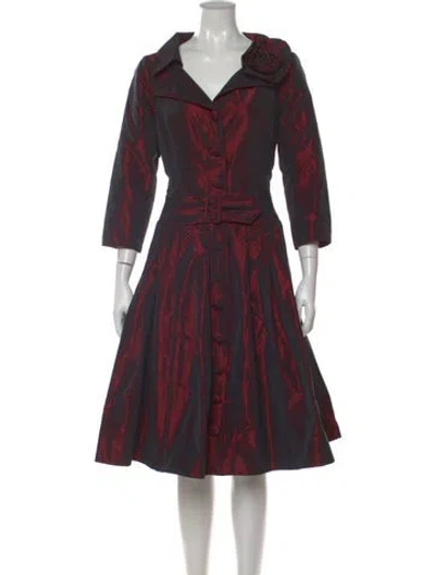 Pre-owned Teri Jon V-neck Knee-length Dress In Multi