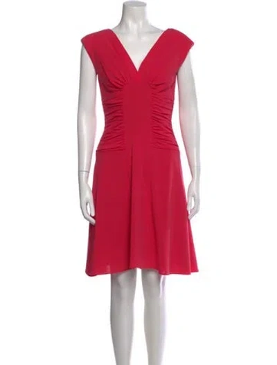 Pre-owned Teri Jon V-neck Knee-length Dress In Pink