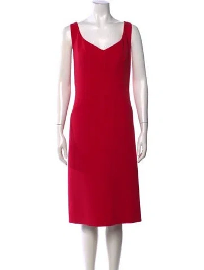 Pre-owned Teri Jon V-neck Knee-length Dress In Red